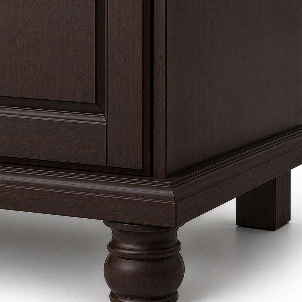 74" Dark Brown Solid Wood Four Door Combo Dresser — view 5