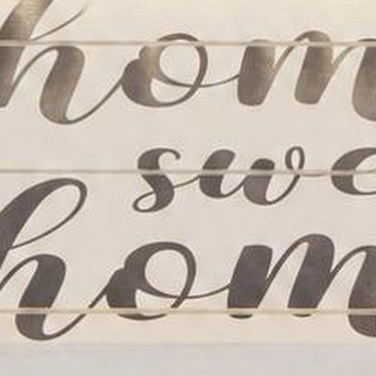 16" White And Black Wood Home Sweet Home Serving Tray With Handles And LED Lights HomeRoots