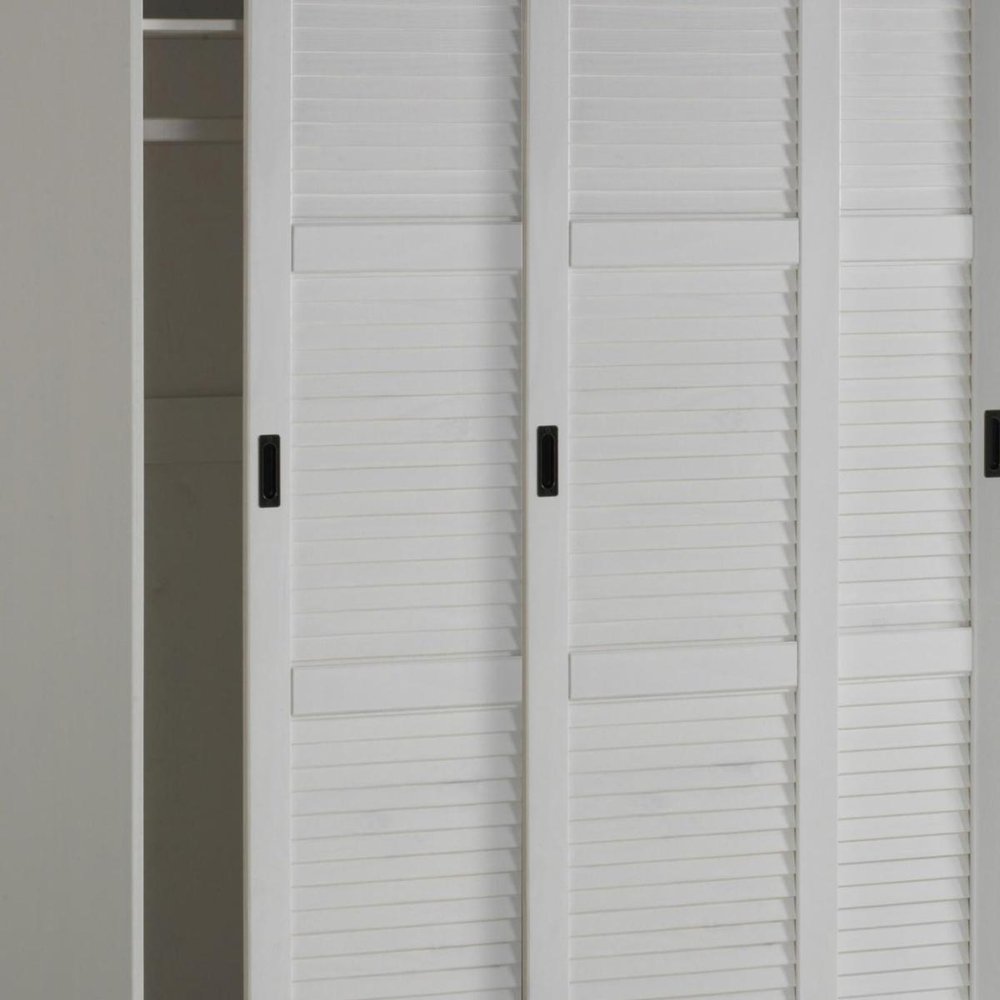 72" White Solid Wood Three Door Combo Dresser — view 4