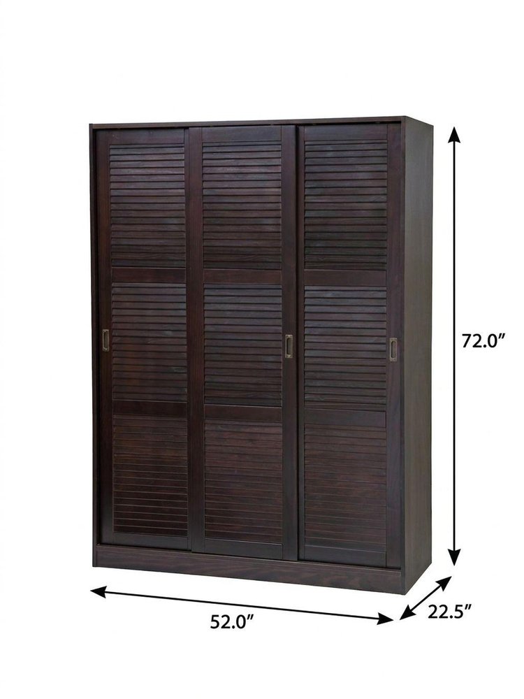 72" Dark Brown Solid Wood Three Door Combo Dresser HomeRoots