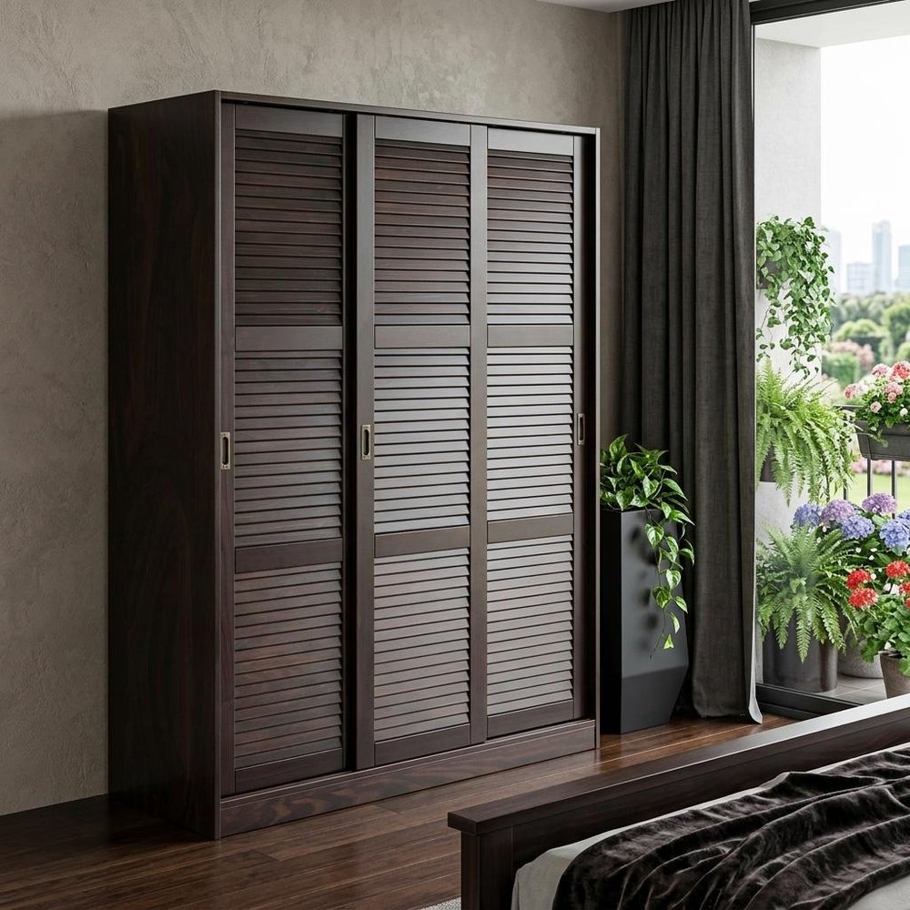 72" Dark Brown Solid Wood Three Door Combo Dresser — view 10