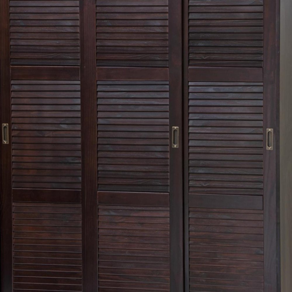 72" Dark Brown Solid Wood Three Door Combo Dresser — view 8