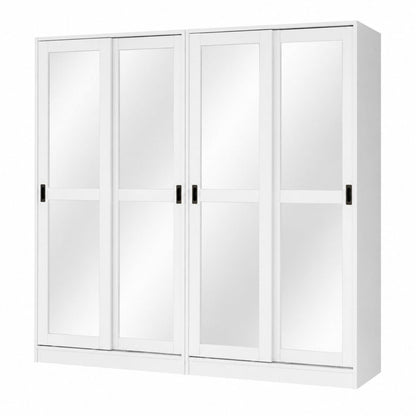 72" White Solid Wood Mirrored Five Door Combo Dresser HomeRoots