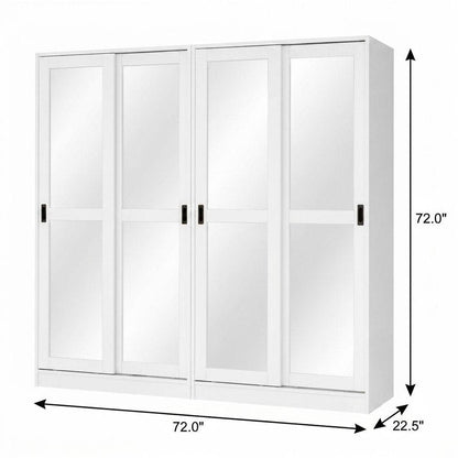 72" White Solid Wood Mirrored Five Door Combo Dresser HomeRoots