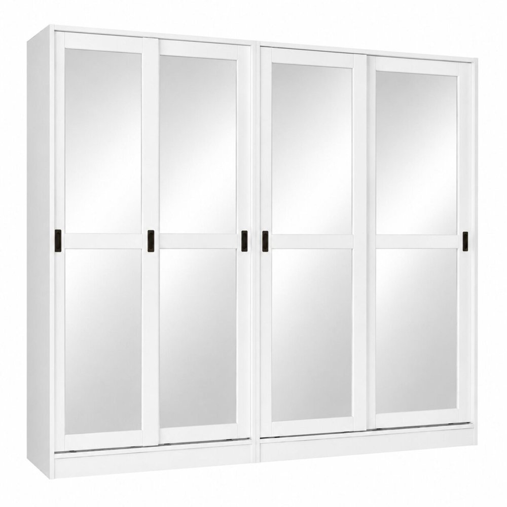 72" White Solid Wood Mirrored Five Door Combo Dresser — view 9