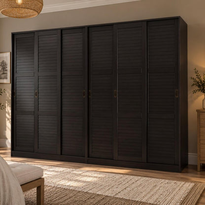 72" Dark Brown Solid Wood Six Door Combo Dresser HomeRoots