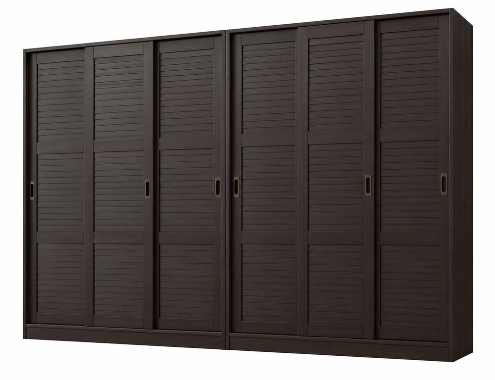 72" Dark Brown Solid Wood Six Door Combo Dresser — view 4