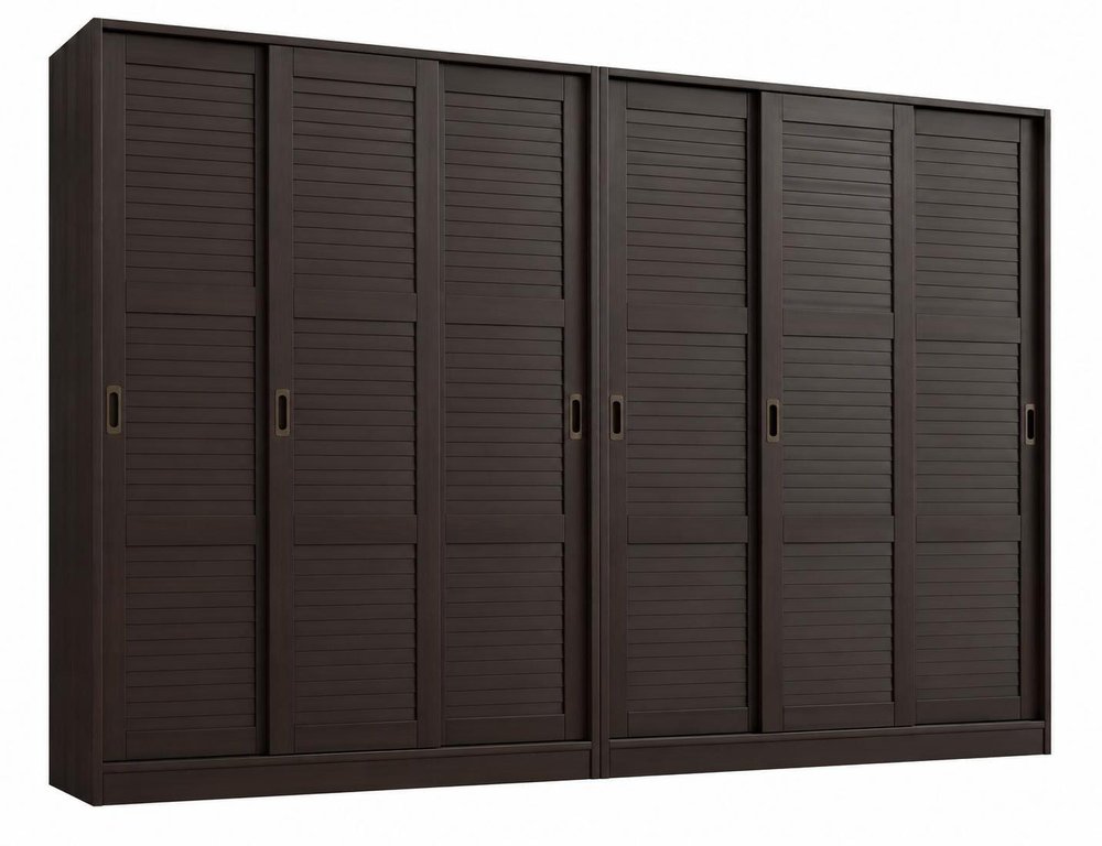 72" Dark Brown Solid Wood Six Door Combo Dresser — view 6