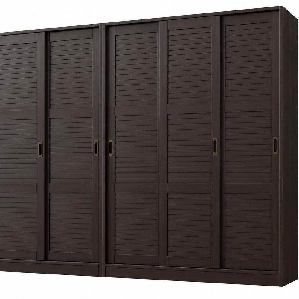 72" Dark Brown Solid Wood Six Door Combo Dresser — view 7