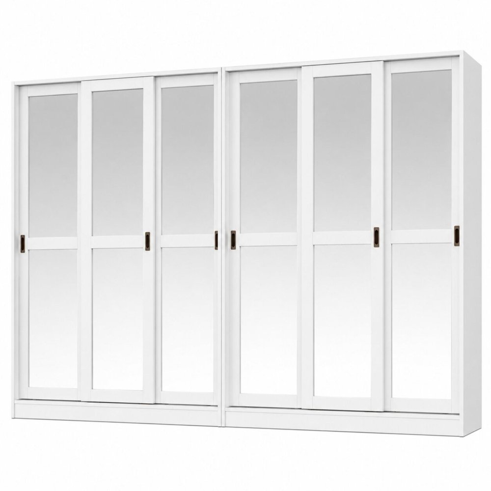 72" White Solid Wood Mirrored Six Door Combo Dresser HomeRoots