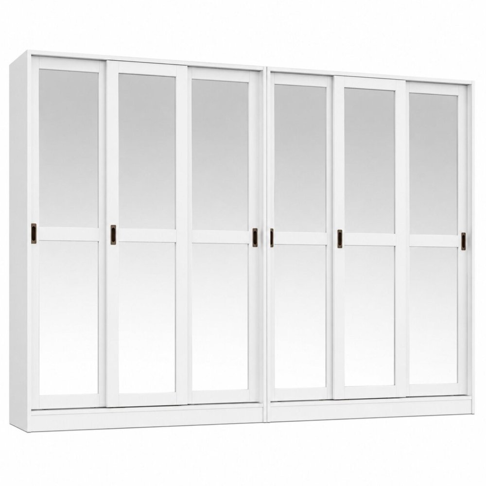72" White Solid Wood Mirrored Six Door Combo Dresser HomeRoots
