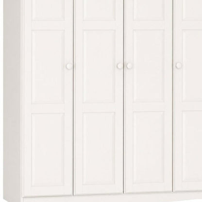 60" Dark Brown Raised Panel Solid Wood Four Door Armoire Wardrobe
