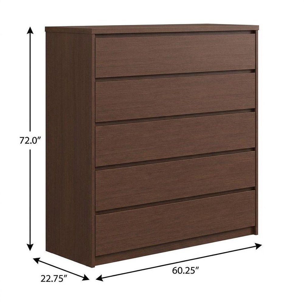 72" Dark Brown Solid Wood Four Door Combo Dresser — view 12