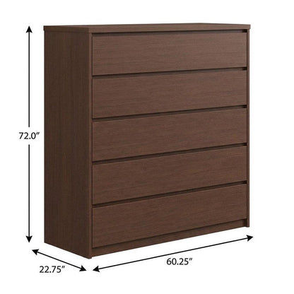72" Dark Brown Solid Wood Four Door Combo Dresser HomeRoots