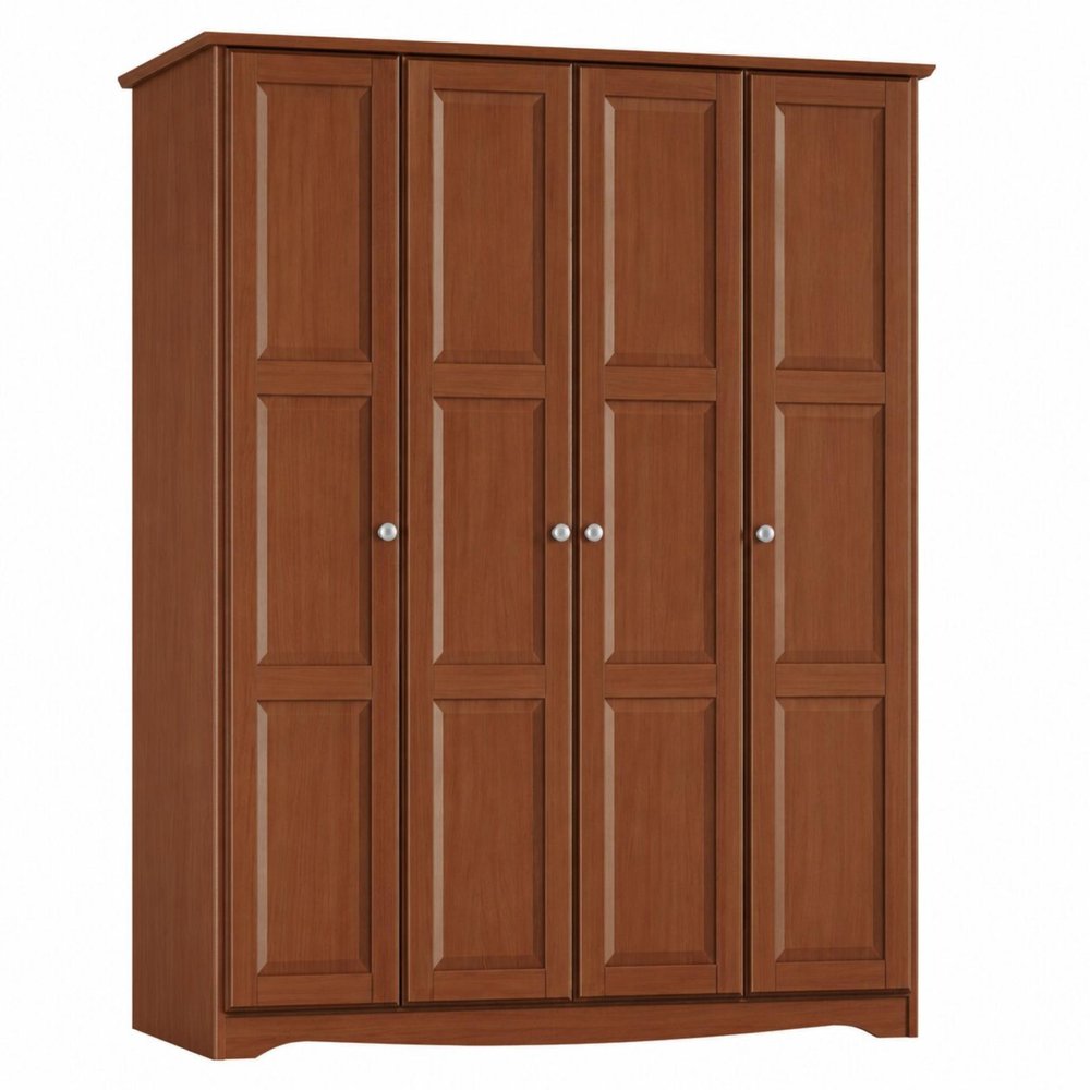 60" White Raised Panel Solid Wood Four Door Armoire Wardrobe — view 13