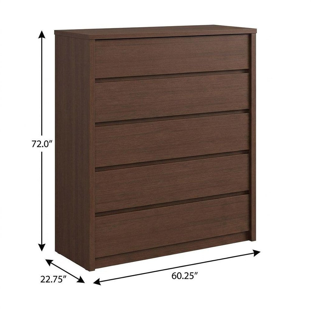 72" Coffee Solid Wood Four Door Combo Dresser HomeRoots
