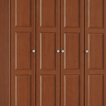 60" White Raised Panel Solid Wood Four Door Armoire Wardrobe