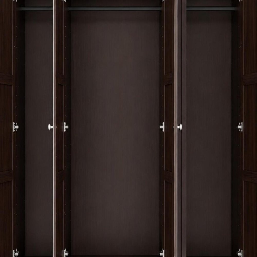 60" Dark Brown Raised Panel Solid Wood Four Door Armoire Wardrobe — view 7