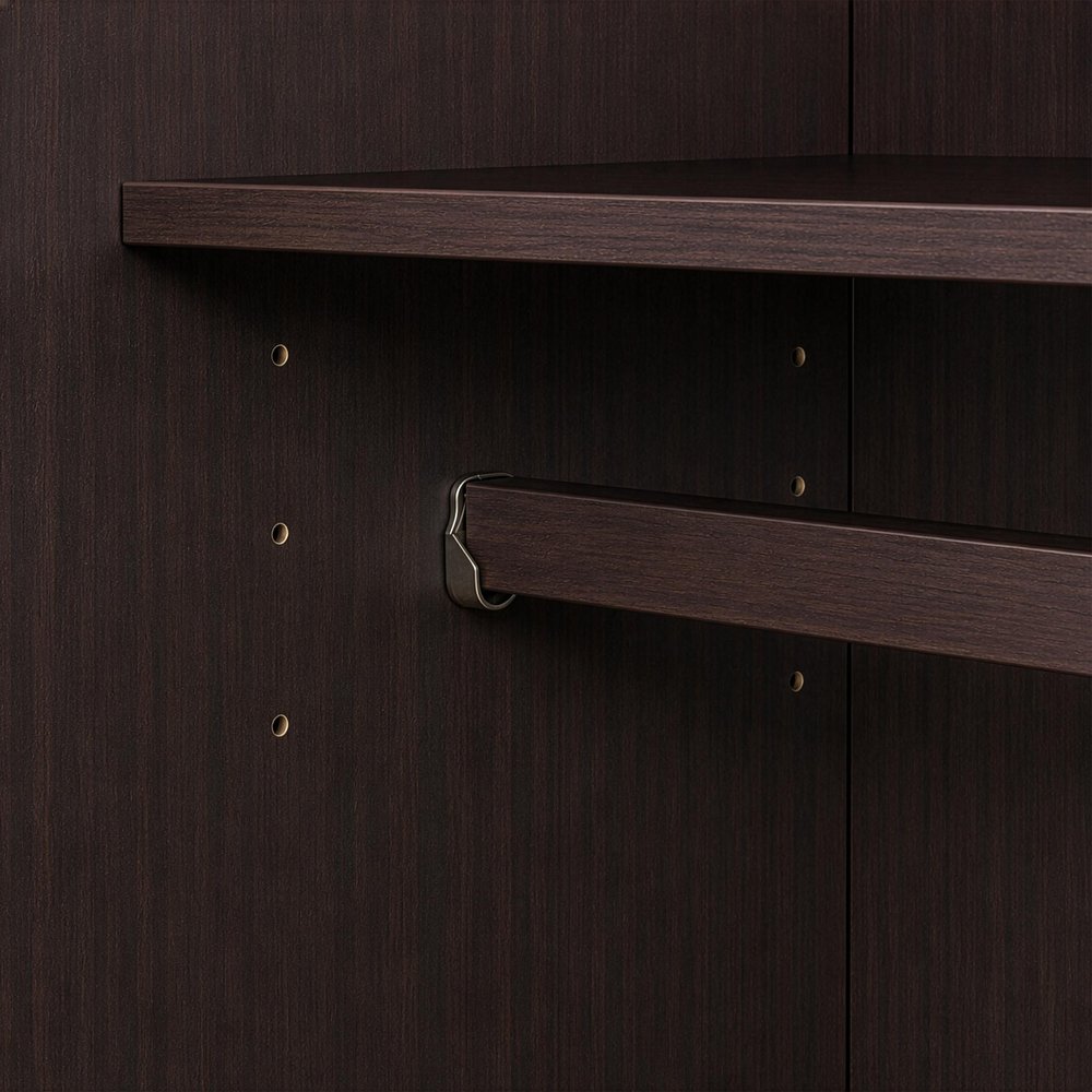 60" Dark Brown Raised Panel Solid Wood Four Door Armoire Wardrobe — view 2