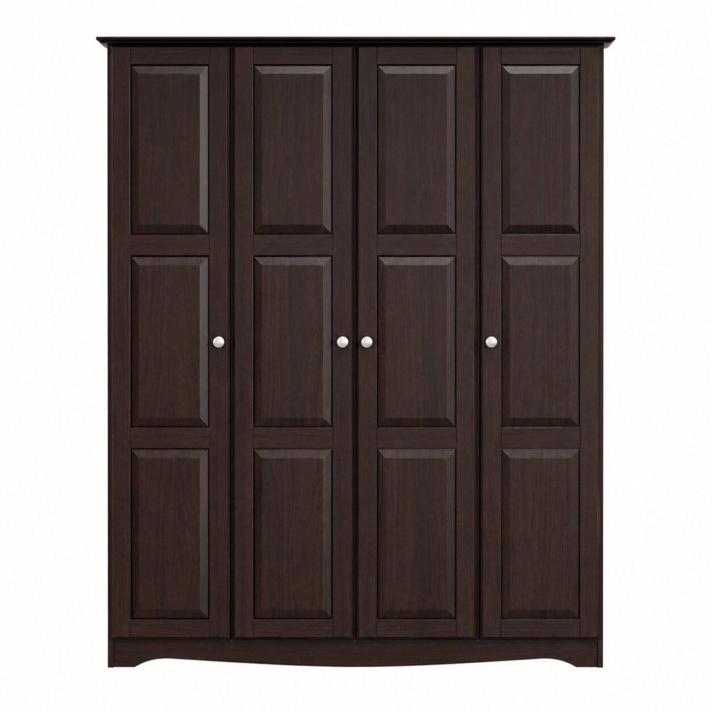 72" Dark Brown Solid Wood Four Door Combo Dresser — view 4
