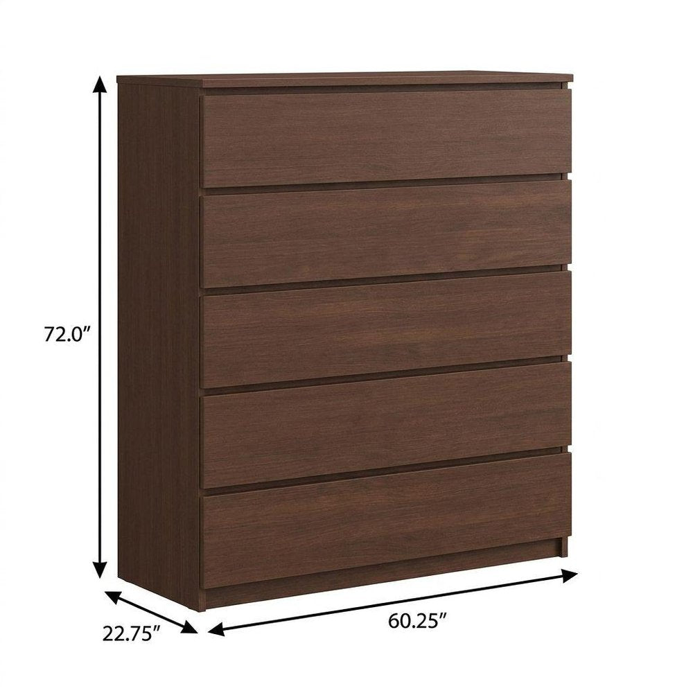72" Coffee Solid Wood Mirrored Four Door Combo Dresser HomeRoots