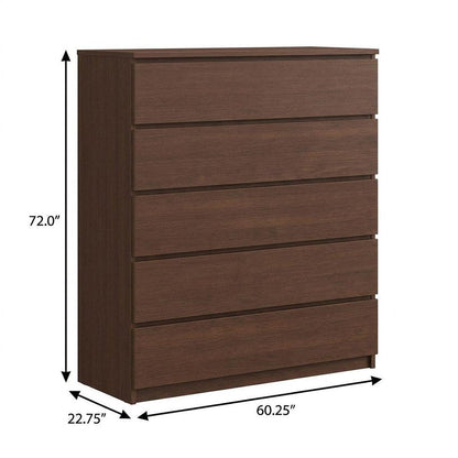 72" Coffee Solid Wood Mirrored Four Door Combo Dresser HomeRoots