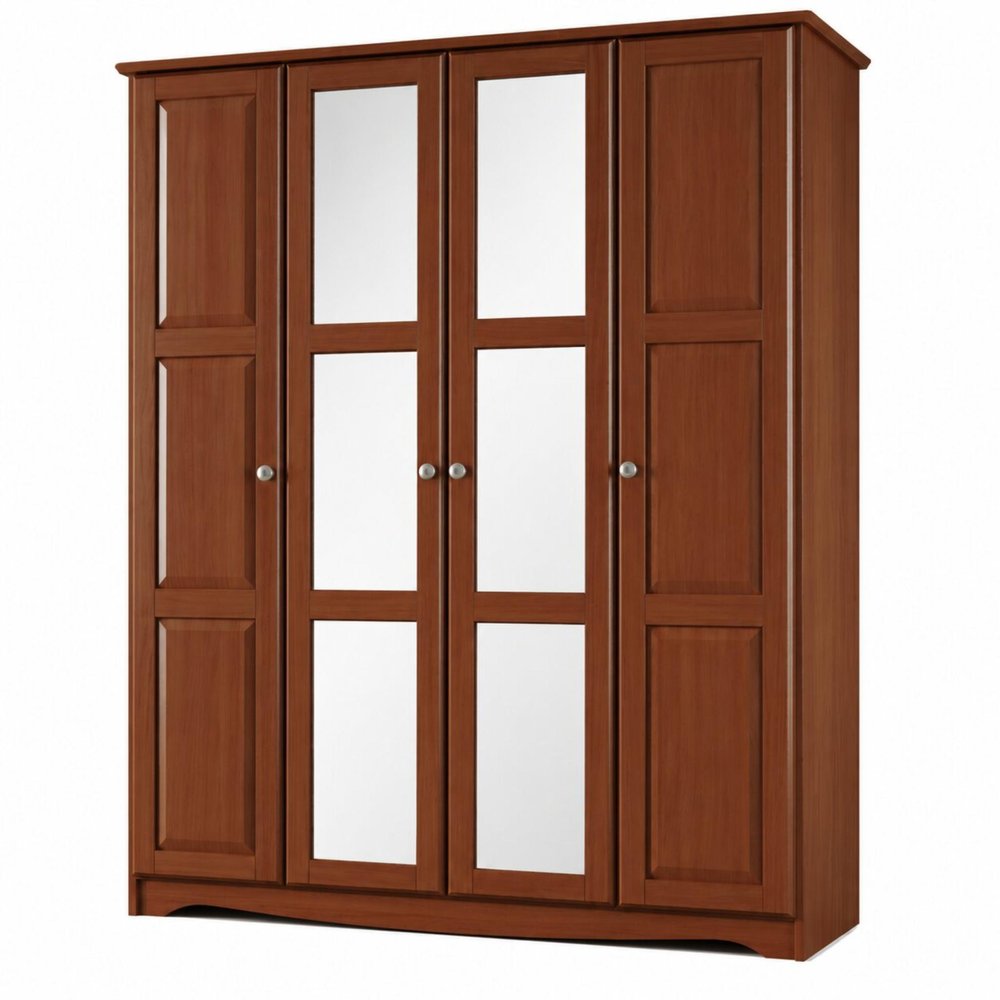 72" Coffee Solid Wood Mirrored Four Door Combo Dresser HomeRoots