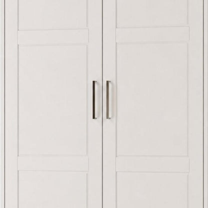 38" White Raised Panel Solid Wood Two Door Armoire Wardrobe