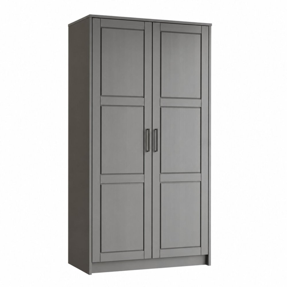 38" Gray Raised Panel Solid Wood Two Door Armoire Wardrobe