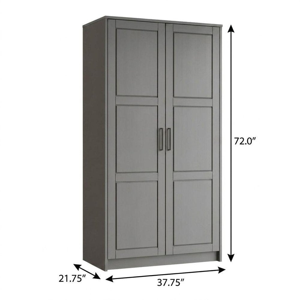 72" Gray Solid Wood Two Door Combo Dresser — view 3