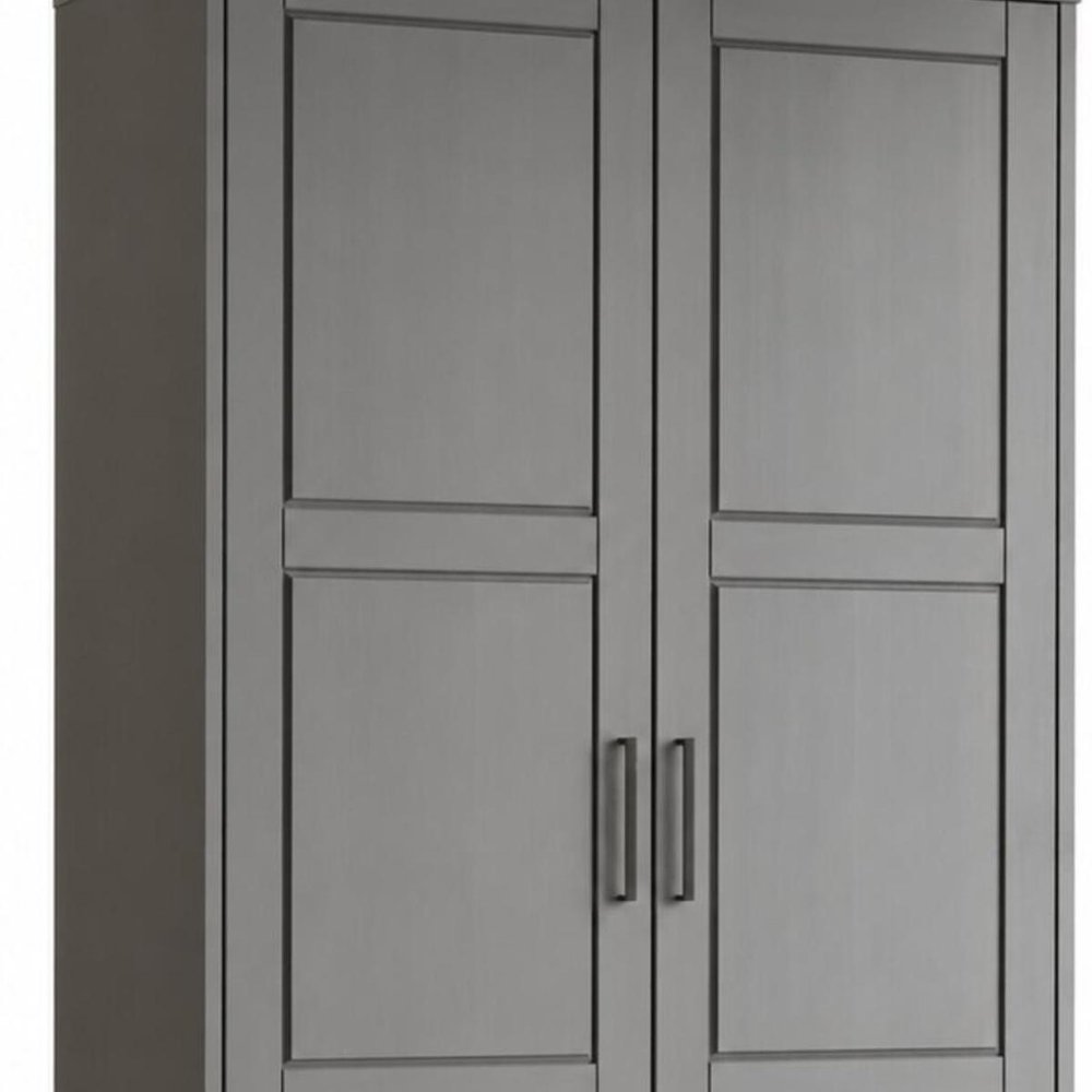 38" Gray Raised Panel Solid Wood Two Door Armoire Wardrobe — view 4