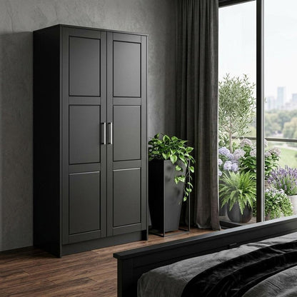 38" White Raised Panel Solid Wood Two Door Armoire Wardrobe
