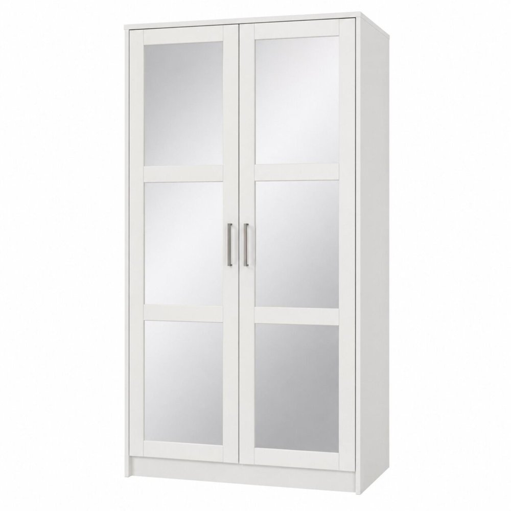 72" White Solid Wood Mirrored Two Door Combo Dresser — view 6