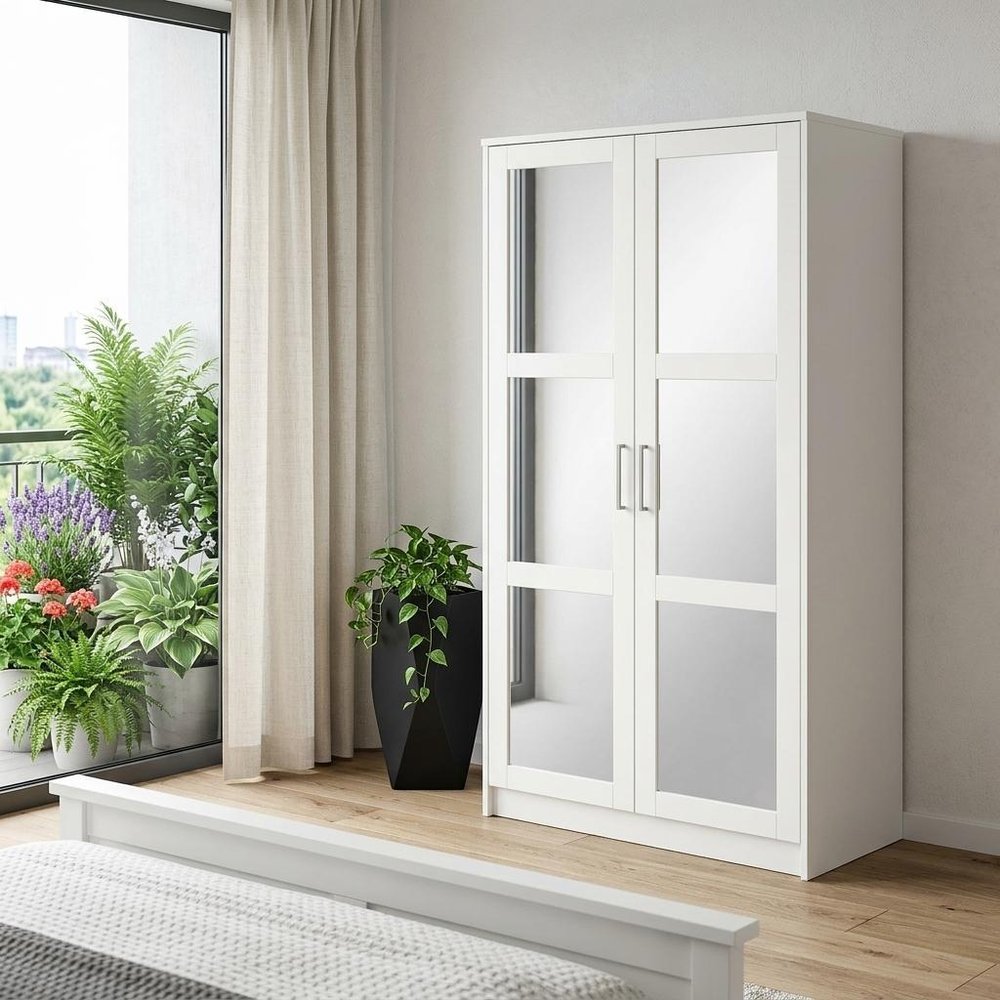 72" White Solid Wood Mirrored Two Door Combo Dresser HomeRoots