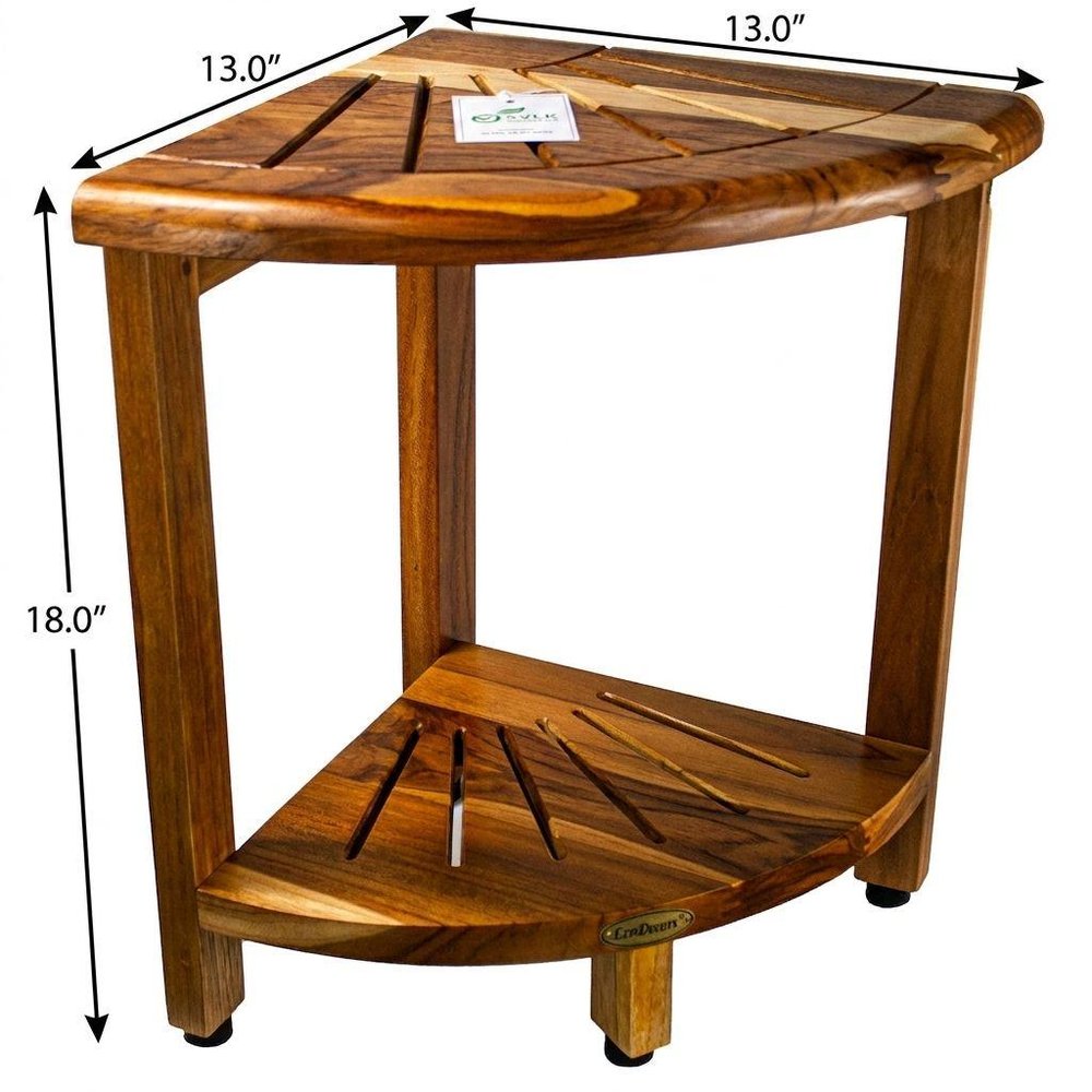 13" Brown Solid Wood Bathroom Shelves — view 2
