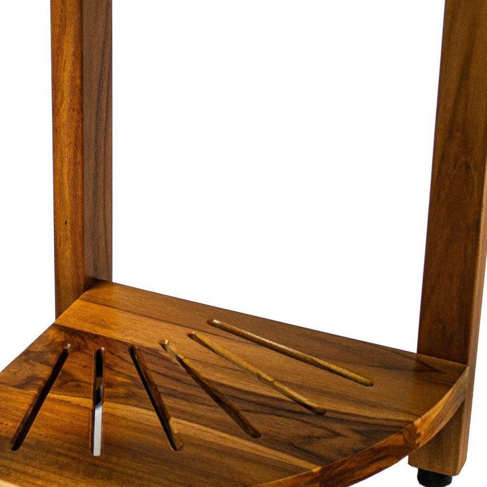 13" Brown Solid Wood Bathroom Shelves — view 4