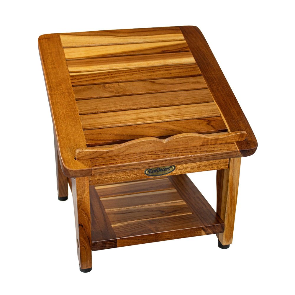 12" Brown Solid Wood Bathroom Shelves — view 1