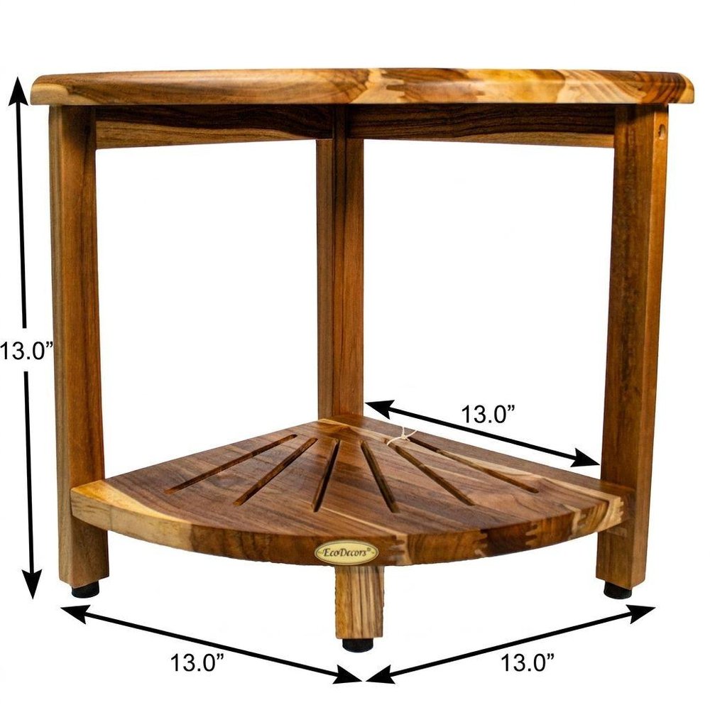13" Brown Solid Wood Bathroom Shelves — view 3