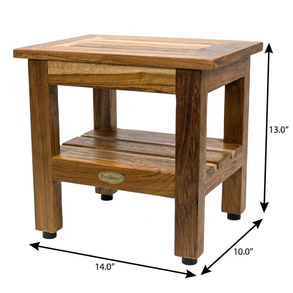 14" Brown Solid Wood Bathroom Shelves — view 2