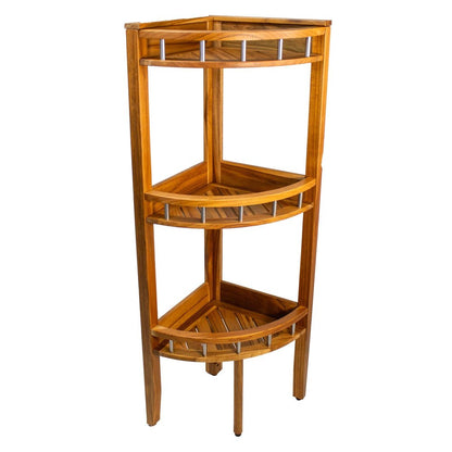11" Brown Solid Wood Bathroom Shelves HomeRoots
