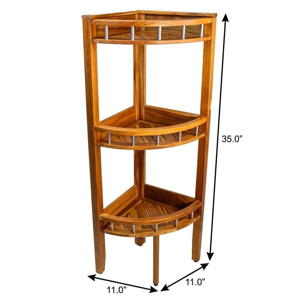 11" Brown Solid Wood Bathroom Shelves HomeRoots