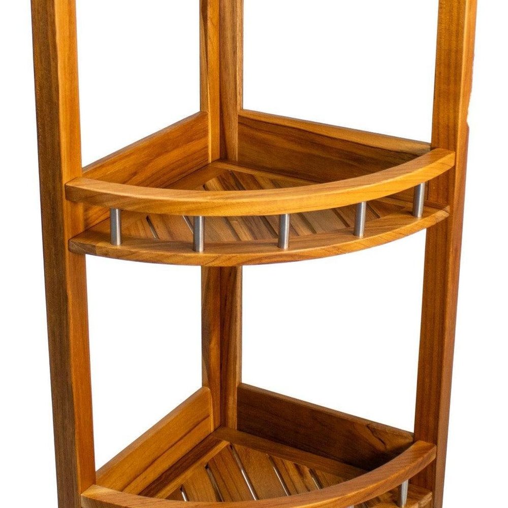 11" Brown Solid Wood Bathroom Shelves HomeRoots