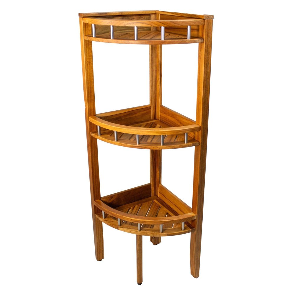 11" Brown Solid Wood Bathroom Shelves HomeRoots