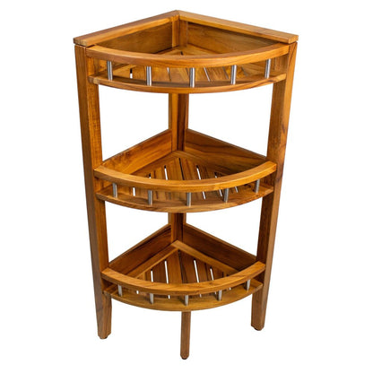 11" Brown Solid Wood Bathroom Shelves HomeRoots