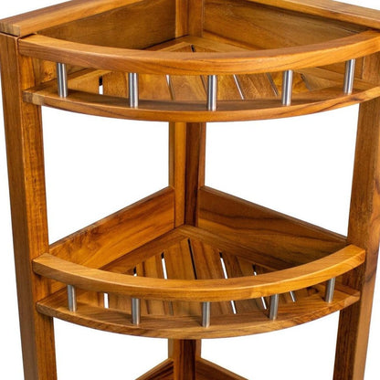 11" Brown Solid Wood Bathroom Shelves HomeRoots