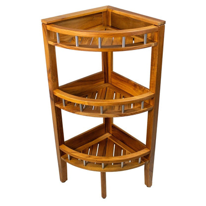 11" Brown Solid Wood Bathroom Shelves HomeRoots