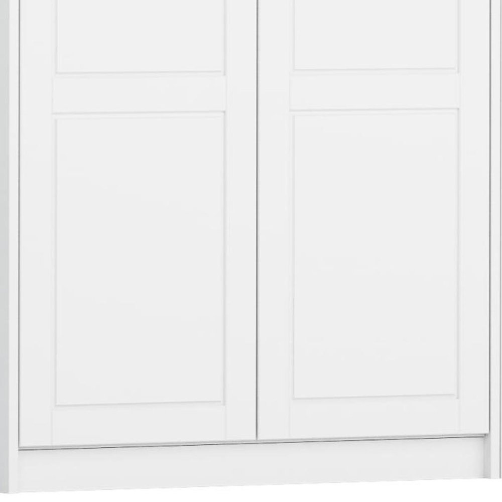 76" White Raised Panel Solid Wood Four Door Armoire Wardrobe