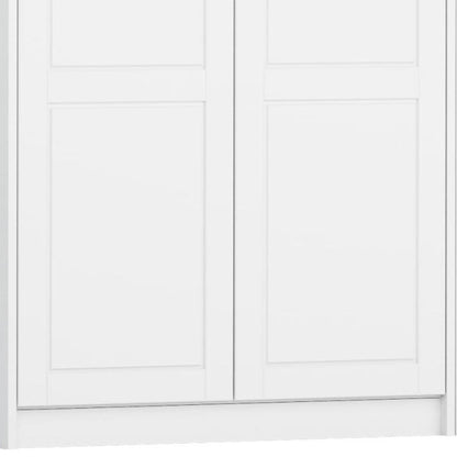 76" White Raised Panel Solid Wood Four Door Armoire Wardrobe