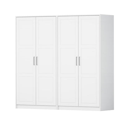 72" White Solid Wood Four Door Combo Dresser