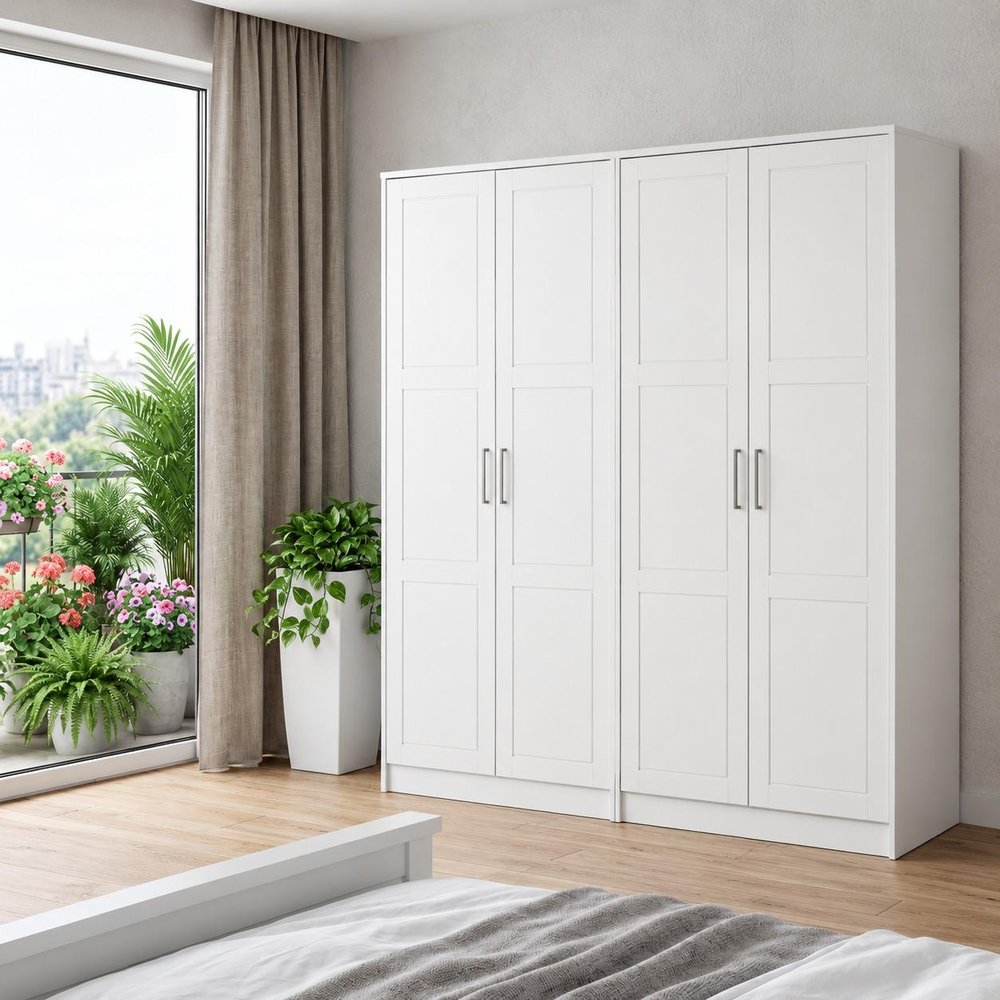 72" White Solid Wood Four Door Combo Dresser — view 10